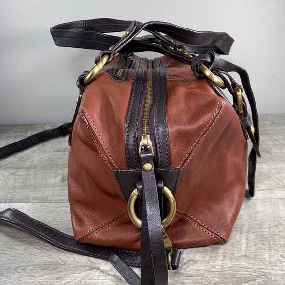 Lucky Brand Buttery Soft Brown Leather Shoulder Bag Satchel Hobo Boho Purse - Picture 2 of 8